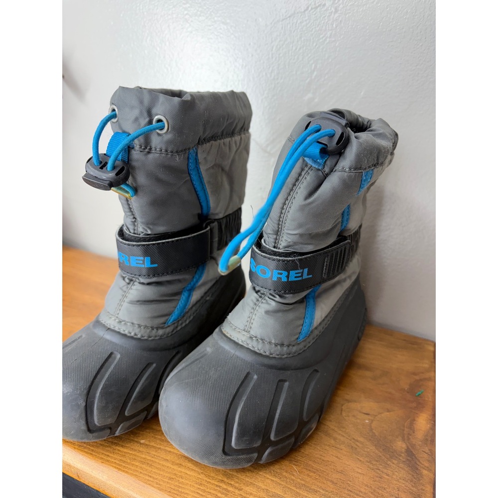 Sorel Kids Flurry Snow Boots Grey Blue Waterproof Winter Boots